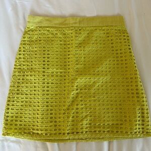 LOFT Lime Green Textured A-Line Mini Skirt